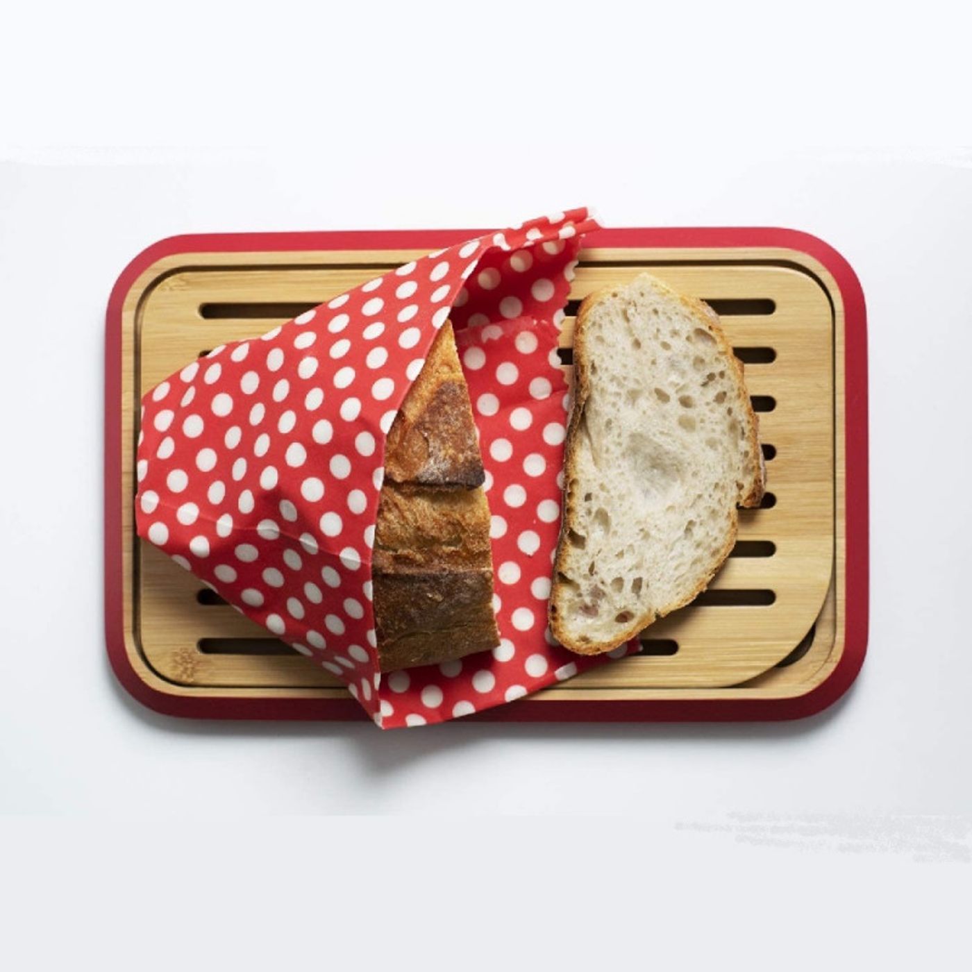 Planche à pain avec réservoir miettes rouge